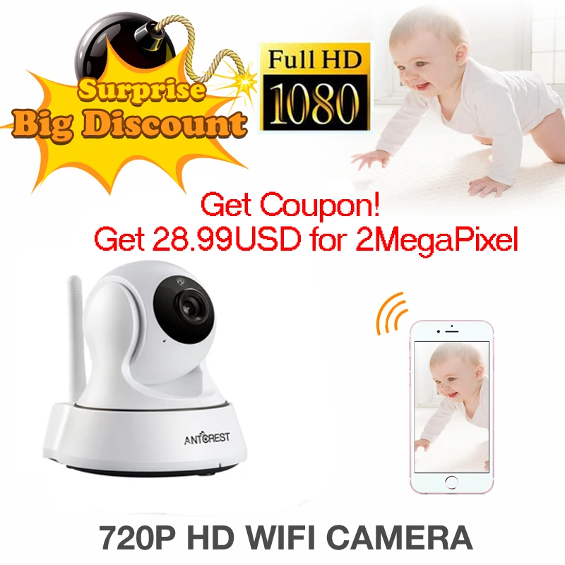 ANTCREST Mini 960P 1080P Wireless Wifi Night Vision Onvif IR Night Vision Sucurity IP Camera Wi