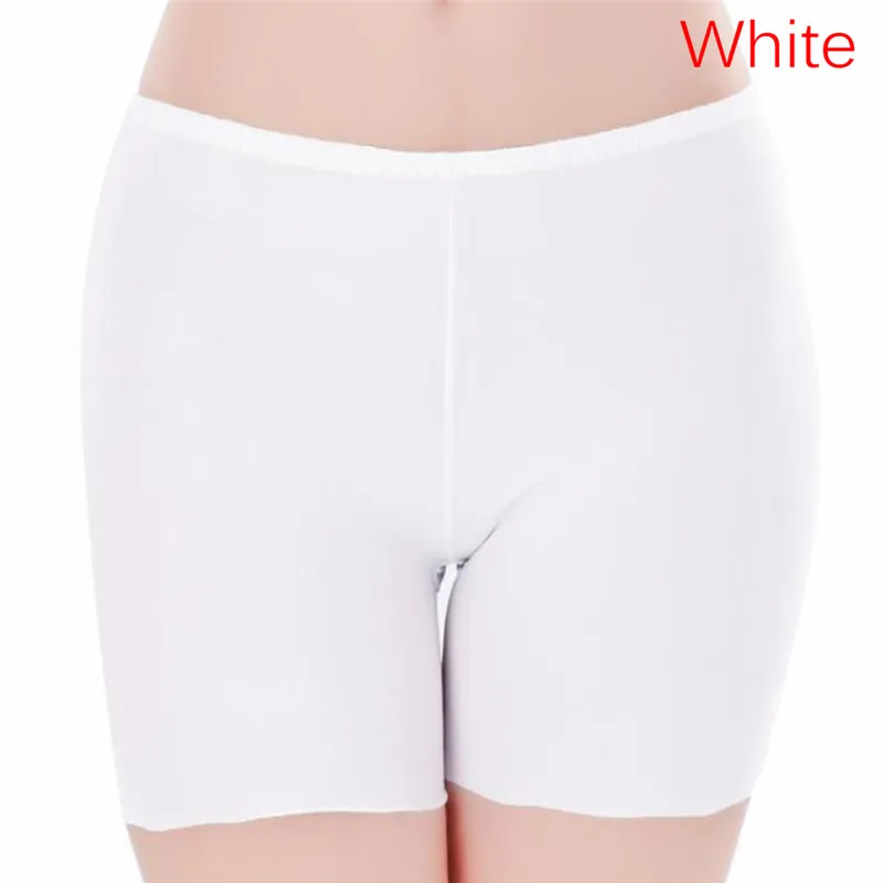 Новинка, повседневные женские безопасные штаны, женское нижнее белье, безопасные короткие штаны, одноцветные шелковые бесшовные однотонные шорты с пуш-ап эффектом - Цвет: Белый
