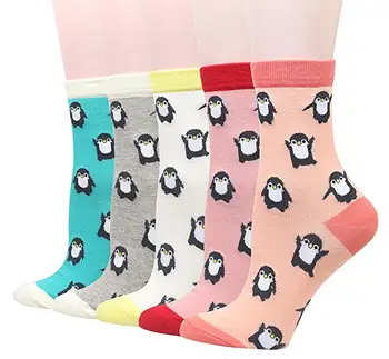 

Epous Eu35-41 Women Socks Harajuku Skarpetki Cute Kawaii Pink Penguin Socks Streetwear Crew Socks Winter Autumn Socks Warm Meias