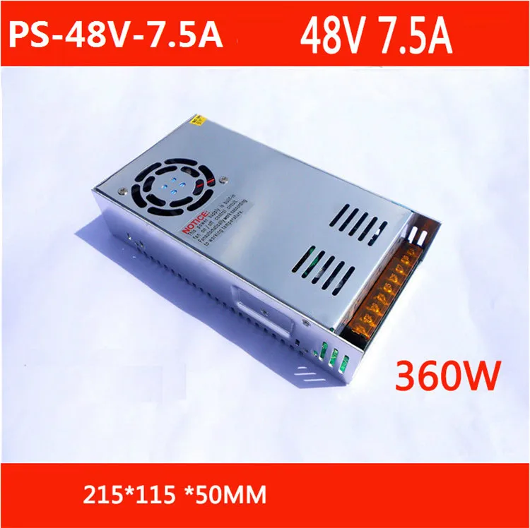 

Free Shipping AC 110-240V to DC 48V 7.5A Switching Power Supply Converter with power cable PS-48V-7.5A