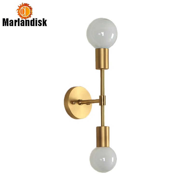 

Post Modern E27 Golden Bedside Wall Light 2-Head Wall Lamp Indoor Lighting Attractive Wall Lights For Study Bedroom Home(BH-50)