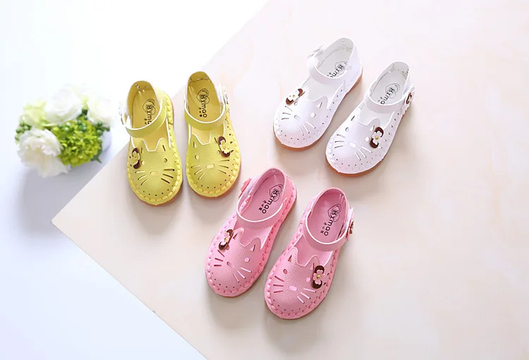 Kalupao 2018 Spring Summer Fashion Hollow Kids Girls Princess Shoes Children'S Single Shoes Cute Cat Cow Muscle Flat Sandals (9)