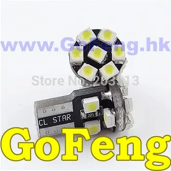 

100pcs/lot Wholesale Car Styling 194 168 t10 w5w led 3528 13smd leds car led bulb lamp light Free shipping