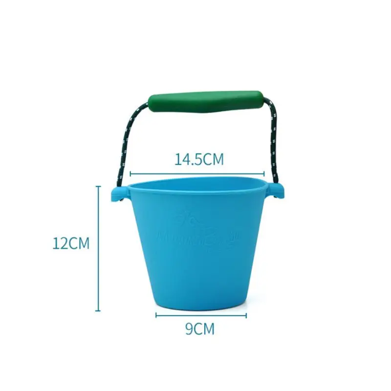 Premium New Children Baby Shower Bucket Bath Beach Toy Folding Handheld Silicone Barrel Pouring Water Sand Kids Gift