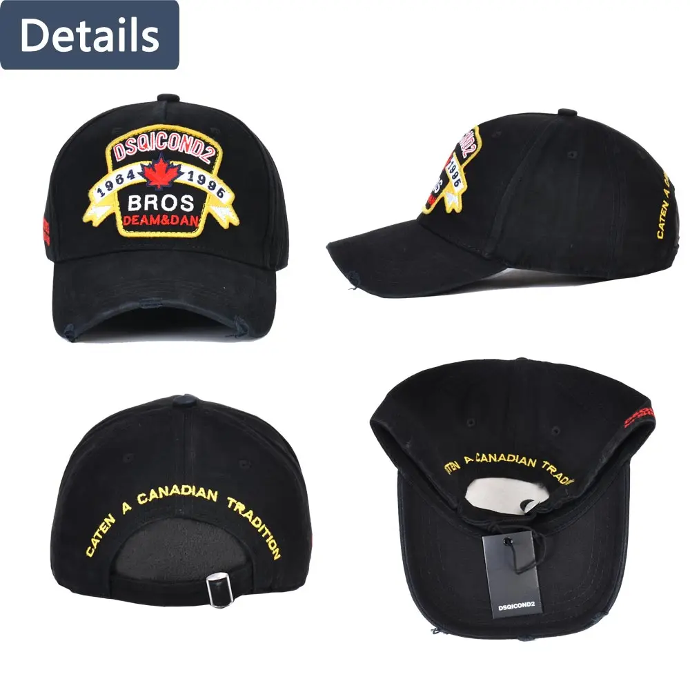 DSQICOND2 хлопковая бейсбольная кепка с буквами s, Высококачественная Кепка для мужчин и женщин, дизайнерская Кепка с вышивкой кленового листа, черные шапки для папы
