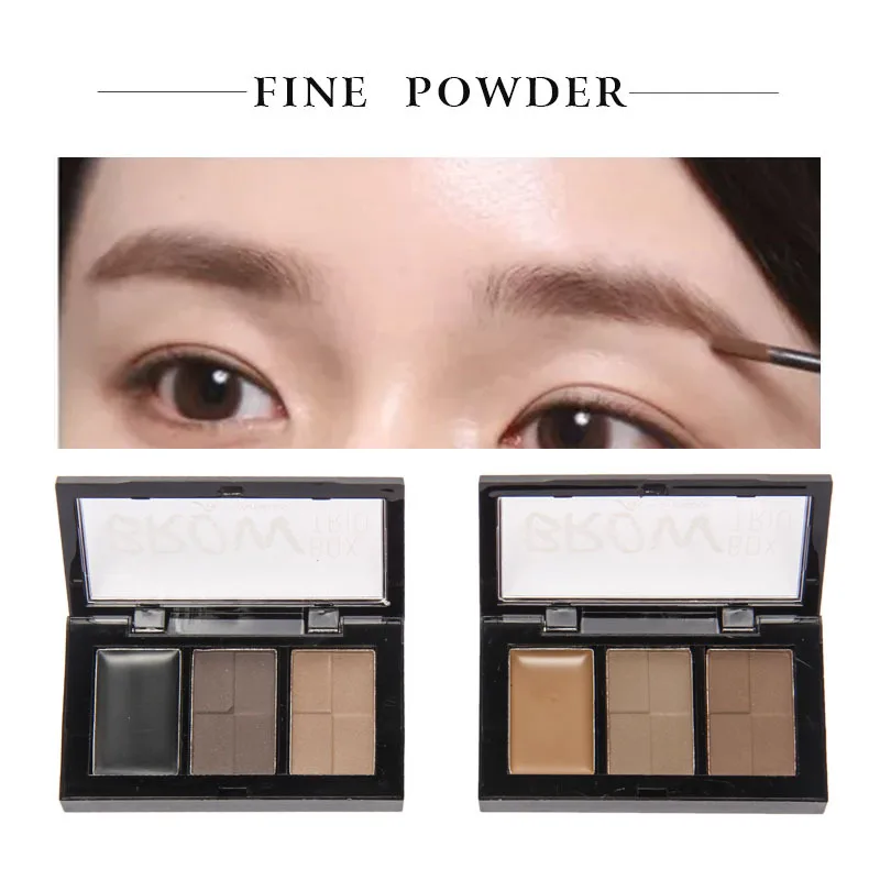New 3 Color Eyebrow Powder + Eyebrow Wax Palette Eyebrow Makeup Natural