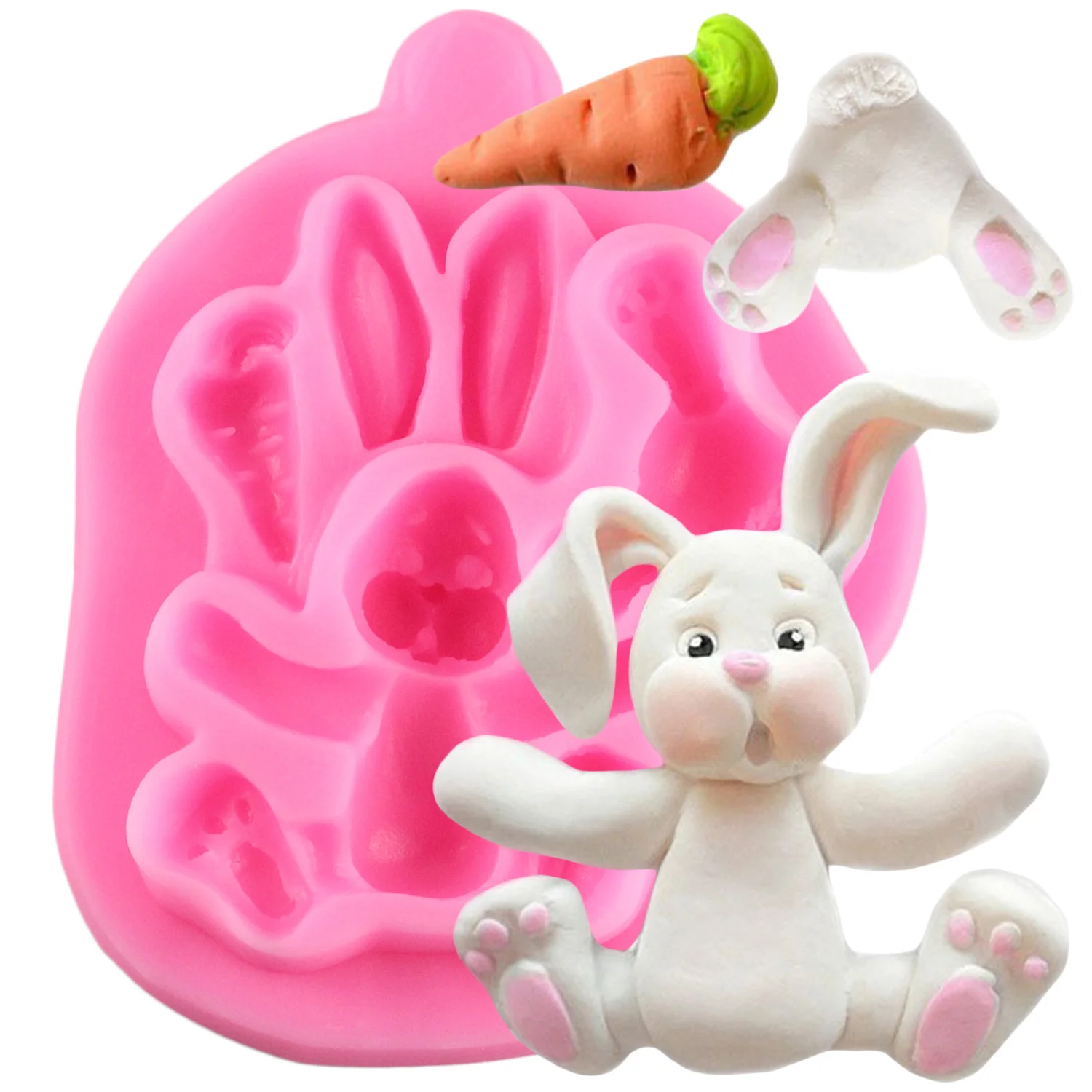 

Animal Rabbit Fondant Silicone Mold Decoration Tool Chocolate Mold Cake Gumpaste Mold Soft ceramics Kitchen Cooking Tools