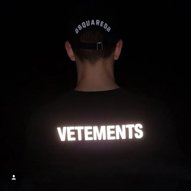 Светоотражающая футболка 19SS Vetements мужская и женская хлопковая Футболка в стиле