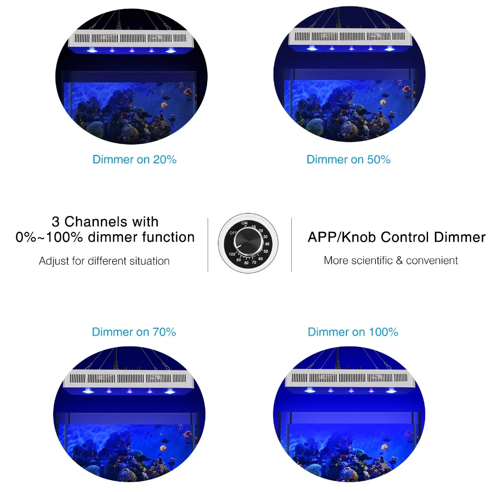 Wifi COB+ объектив 169 Вт Морской светодиодный светильник для аквариума для коралловых рифов рыболовный бак светодиод в аквариум с регулируемой яркостью осветительный прибор китайский запас
