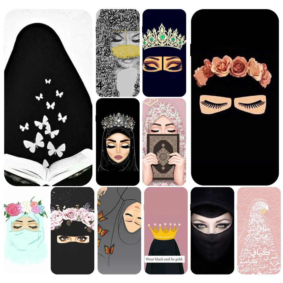 

030FG Arab Woman With Niqab Face eye style Soft TPU Silicone Cover Case For Apple iPhone5 5s se 6 6s 7 8 plus x xr xs max