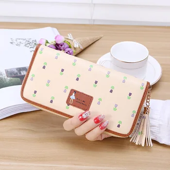 

2019 New PU Famous Design Lovely Printing Women Wallet Long Draw-out Type Female Wallet Clutch Purses Carteira Feminina