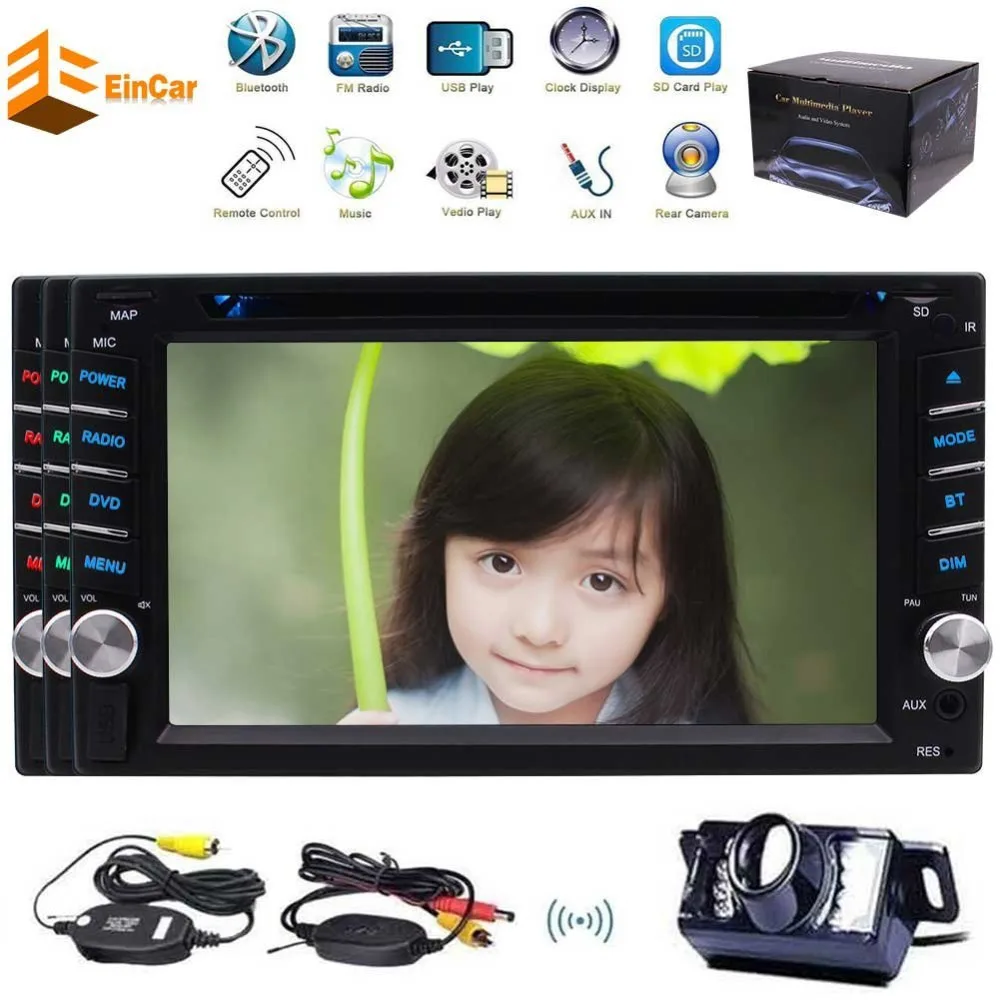 Wireless Camera 6 2 font b Car b font DVD Player Autoradio Bluetooth 2DIN Headunit USB