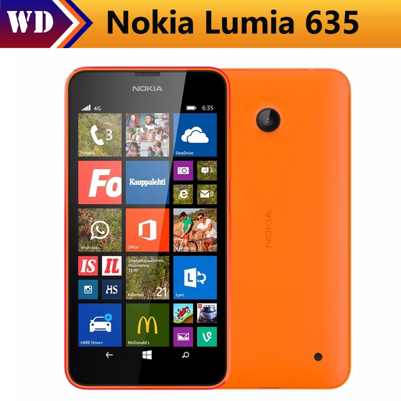 

Original Nokia Lumia 635 Windows Phone 4.5" Quad Core 1.2GHz 8G ROM 5.0MP WIFI GPS Unlocked 4G LTE Smartphone