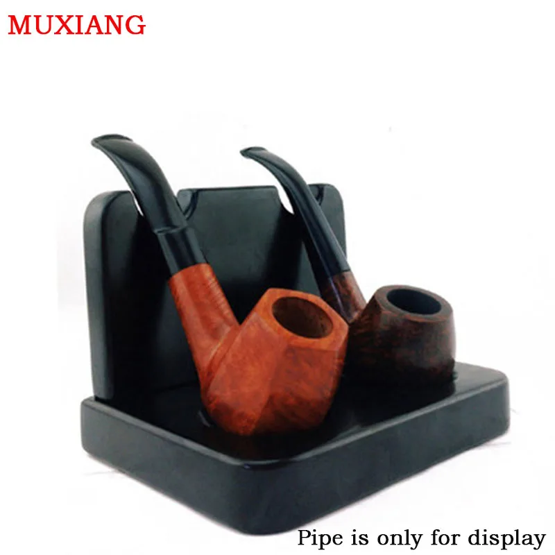 

MUXIANG Ebony Solid Wood 2 Pipe Racks Briar Wood Smoking Pipe Specialized Double Pipe Stands Good Quality and Cheap Price fa0033