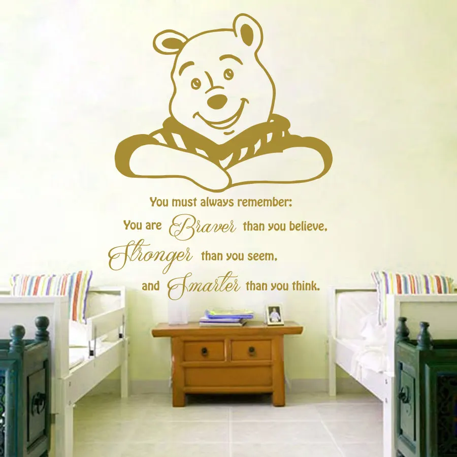 Cartoon Wandtattoo Zitat Winnie the Pooh Vinyl Aufkleber Kindergarten Murals Wohnkultur Kinder Mädchen jungen Wandbild DIY Dekoration M 61 in Cartoon