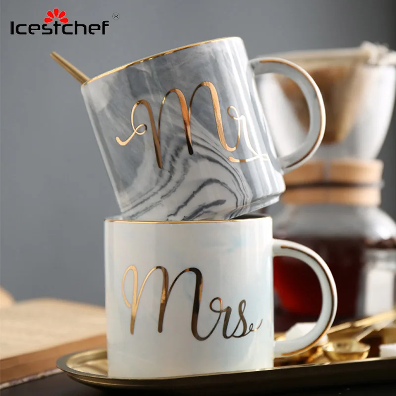 

ICESTCHEF MR/MRS Ceramic Mug 400Ml Porcelain Cup Coffee Mug Ceramic Mug Coffee Tea Cup Creative Mug Sets