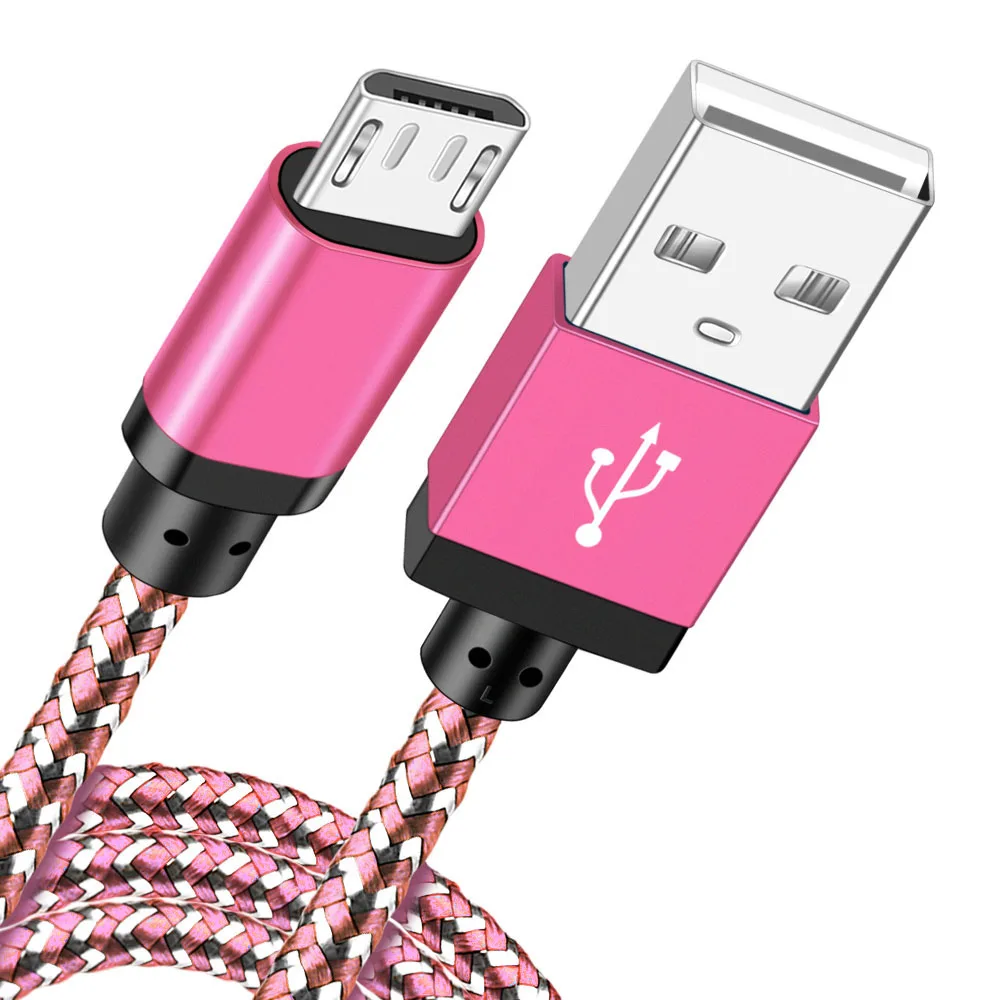 Олаф Быстрая зарядка Micro USB кабель синхронизации данных нейлоновый USB кабель для мобильного телефона для Android адаптер зарядное устройство кабели для samsung кабель - Цвет: pink