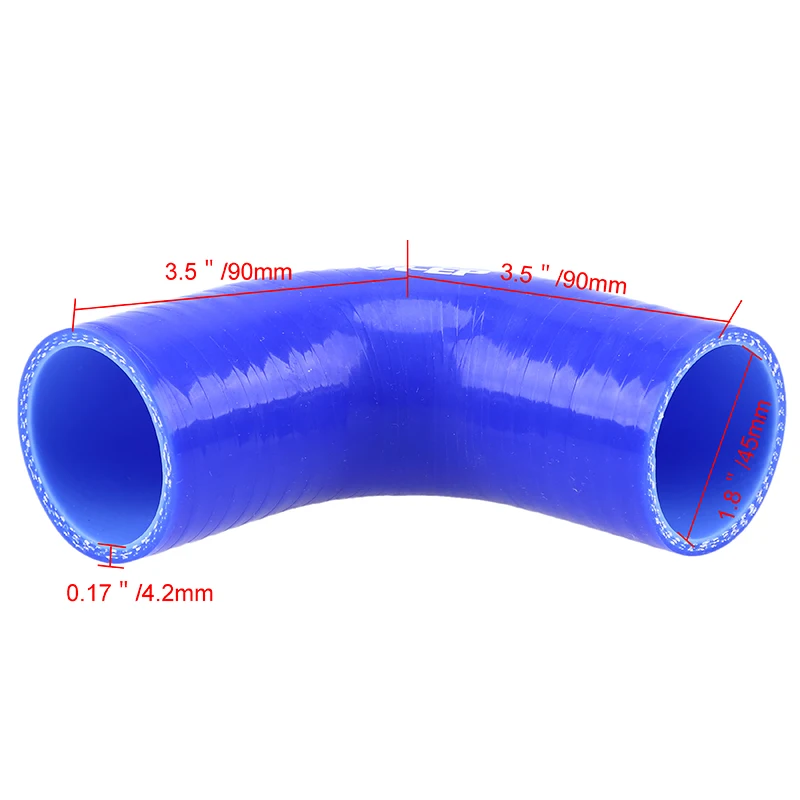 Posbay Универсальный Автомобильный силиконовый шланг постоянного диаметра, муфта турбо-Редукторная труба синего цвета 38-89 мм 1,5 ''-3,5'' 90 градусов