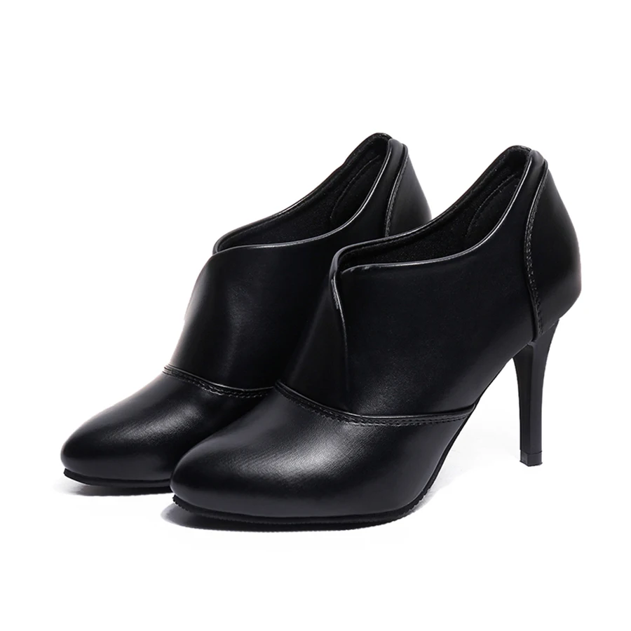 Black Thin Heels Sandals Sexy Party Women Pumps Pointed Toe Shoes Lady Heels 8cm  Pu Leather Women Sandals Dress