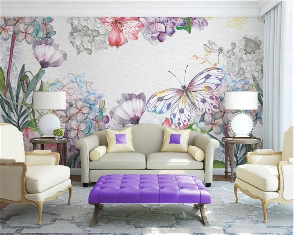 Beibehang обои для стен 3 d Пользовательские высокого уровня декоративная живопись 3D обои Европейский акварель цветочный фон стены