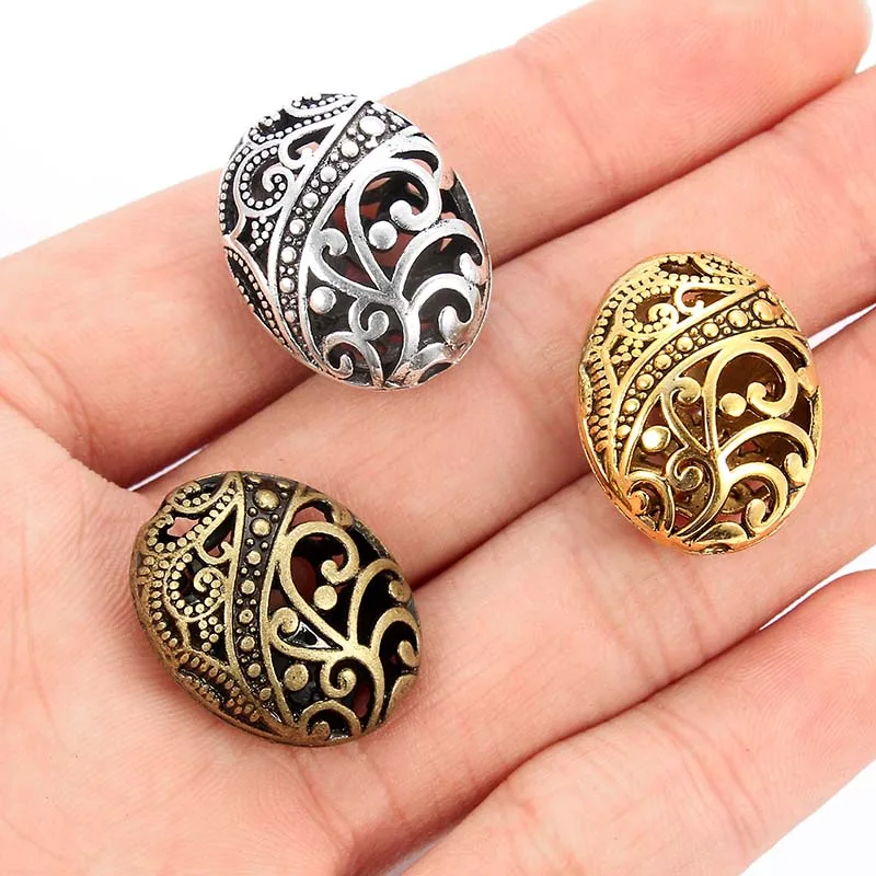 

10pcs Antique Bronze/Silver/Gold Oval Spacer Beads for DIY Alloy Charms Bracelets Accessories Jewelry Making 22*17mm