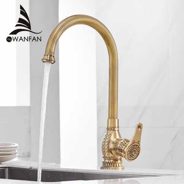 Special Price Kitchen Sink Faucets Retro Brass Antique Bronze Single Handle Kitchen Basin Faucets Deck Mounted Hot&Cold Water Mix Tap WF-6826