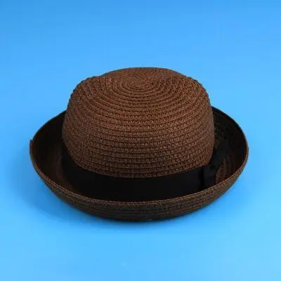 Популярная Солнцезащитная шляпа с ушками для родителей и детей, милые детские солнечные шляпы с бантом, ручная работа, женская Соломенная Кепка, пляжная шляпа с большими полями, Повседневная летняя кепка - Цвет: 10