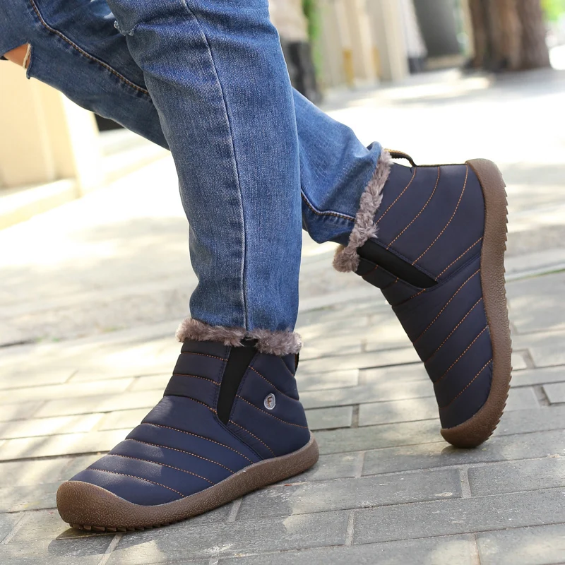Мужская водонепроницаемая походная обувь большого размера с мехом, унисекс, уличные спортивные кроссовки для мужчин, прочные теплые зимние ботинки, зимняя прогулочная обувь