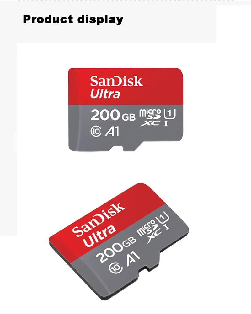 Карта памяти SanDisk A1, 200 ГБ, Micro TF/SD карта, класс 10, UHS-1, 200 ГБ, с адаптером SD,, оригинальная поддержка, официальная проверка