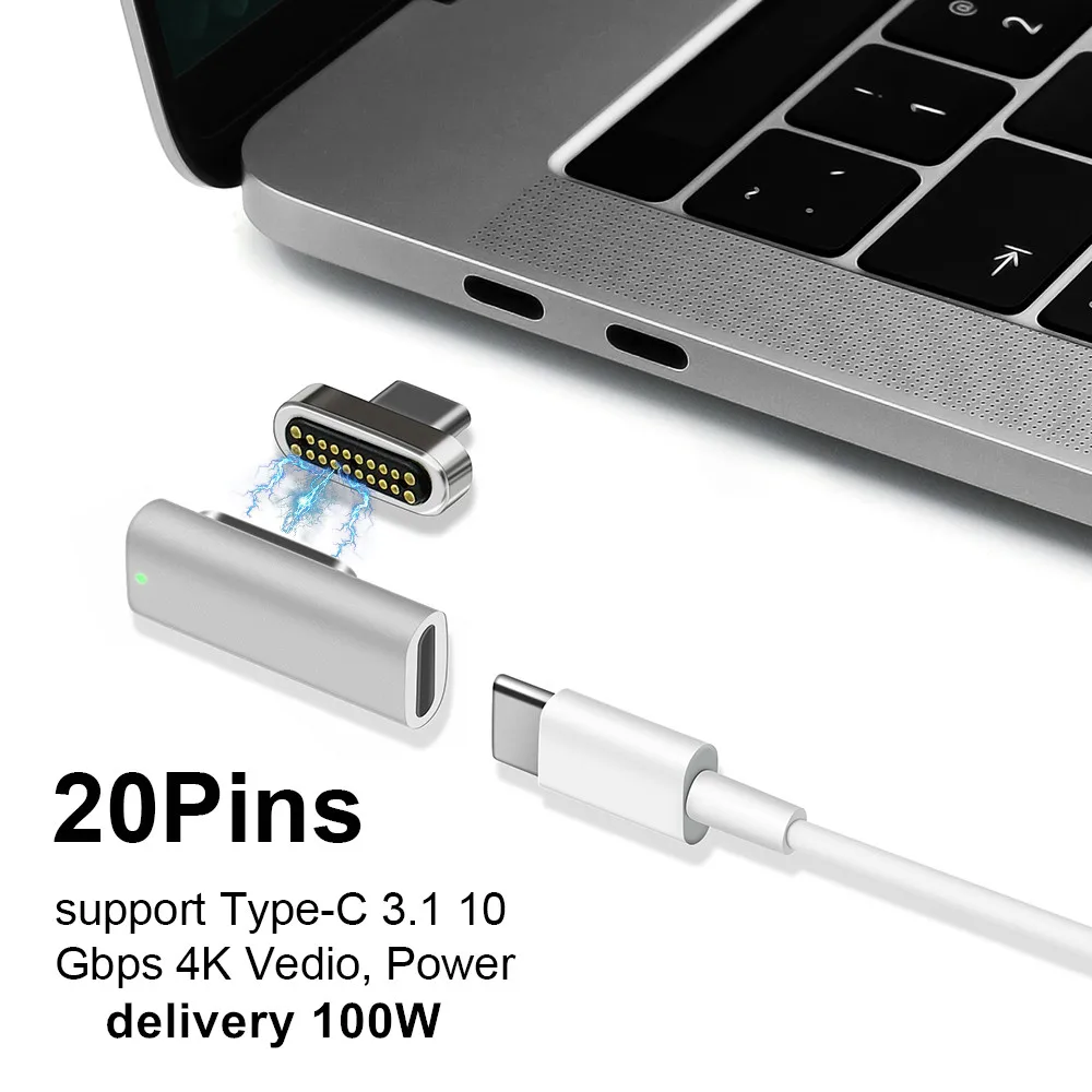 

Support High Speed 100W Magnetic Adapter USB Type C For Macbook Pro 20 pin USB Type C Charge Connector For Pixelbook/Matebook