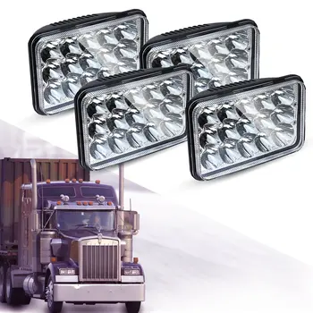 

4 x Sealed Beam 4x6 LED Headlights Rectangular H4 Plug For H4651 H4652 H4656 H4666 H6545 H4668 Freightliner Kenworth Peterbilt