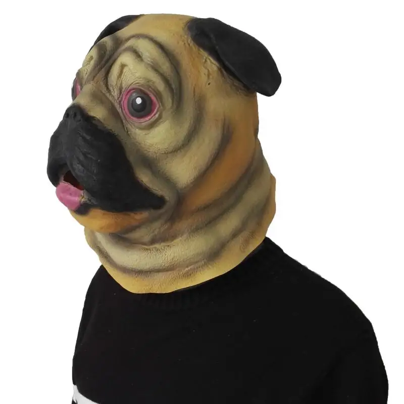 Shar Pei Head Latex Mask Creepy Animal Halloween Costume Theater Props Party AF