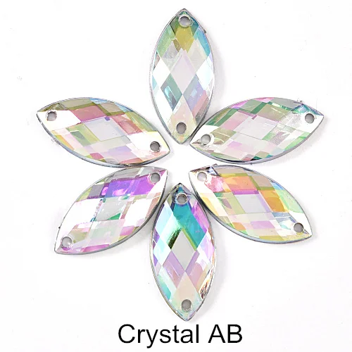 2 Sizes Horse Eye Acrylic Sew On Rhinestones Flatback Colorful Acrylic Glitter Crystals Stones For Women Dress Accessories B0656 