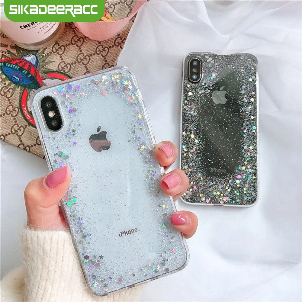 

Shinning Phone Cases For iPhone 7 Case Shockproof TPU Star Glitter Cover For iPhone 6 6s Plus 8 Plus X Transparent Clear DG86