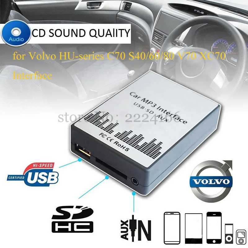 

SITAILE USB SD AUX Car MP3 Music Player Adapter for Volvo HU-series C70 S40/60/80 V70 XC70 Interface Simple Installation