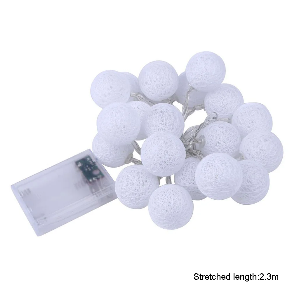 

Home Decorative 20 LEDs Cotton Ball LED String Lighting Garland Lights Wedding/Xmas/Halloween Party Lamp Decor Girl Bedroom