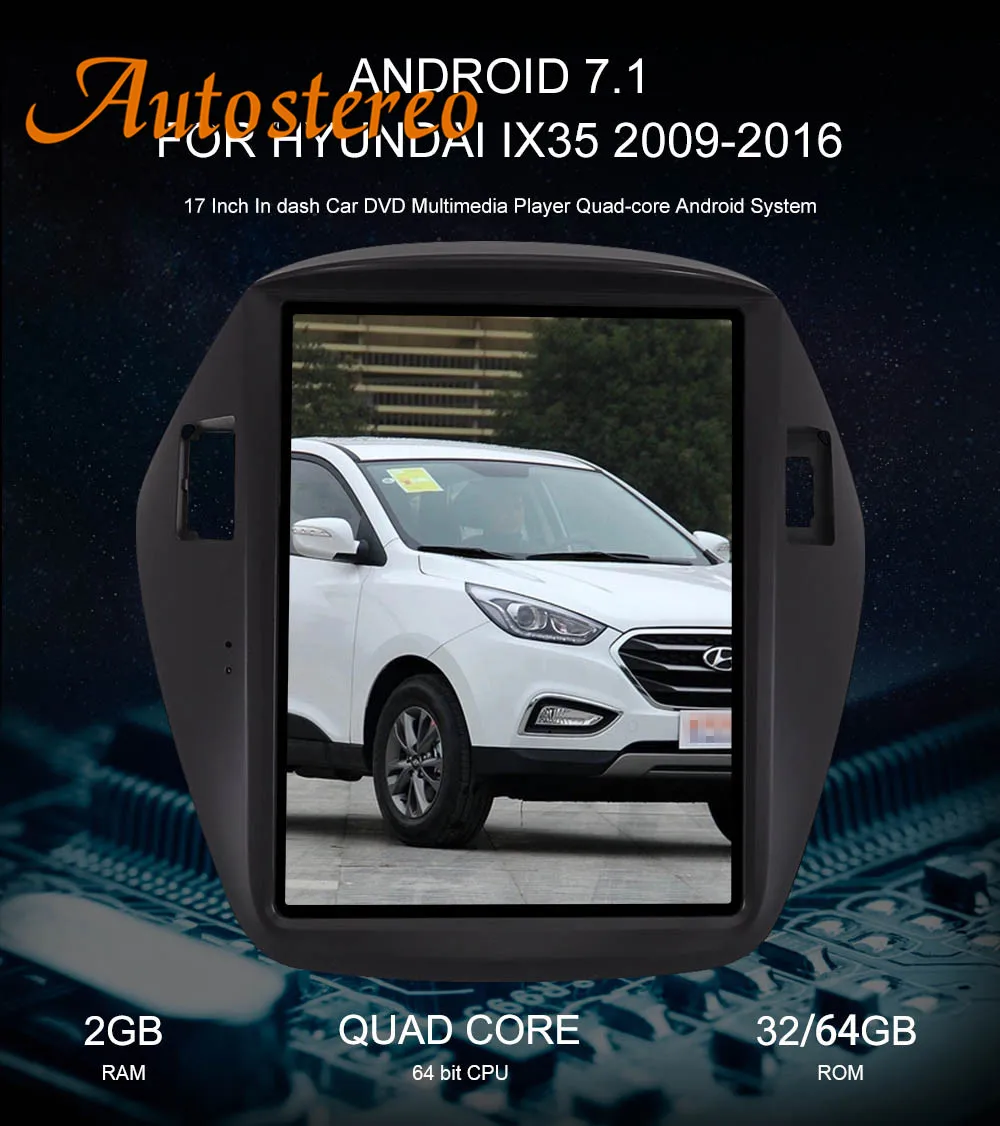 Sale Android 7 Tesla style Car No DVD Player GPS Navigation For Hyundai IX35 2009-2016 radio tape recorder stereo multimedia IPS CAN 1