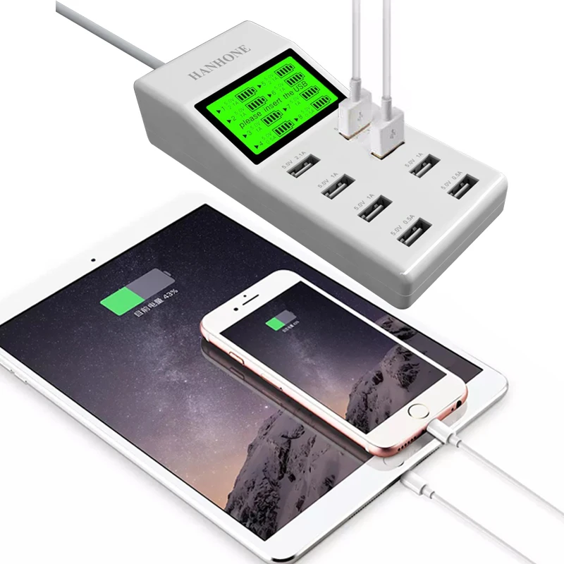 HANHONE 8 USB Port Adapter Charger Desktop Charger With LED Display Mobile Phone Charger For iPhone Samsung iPad Tablet Nokia (7)