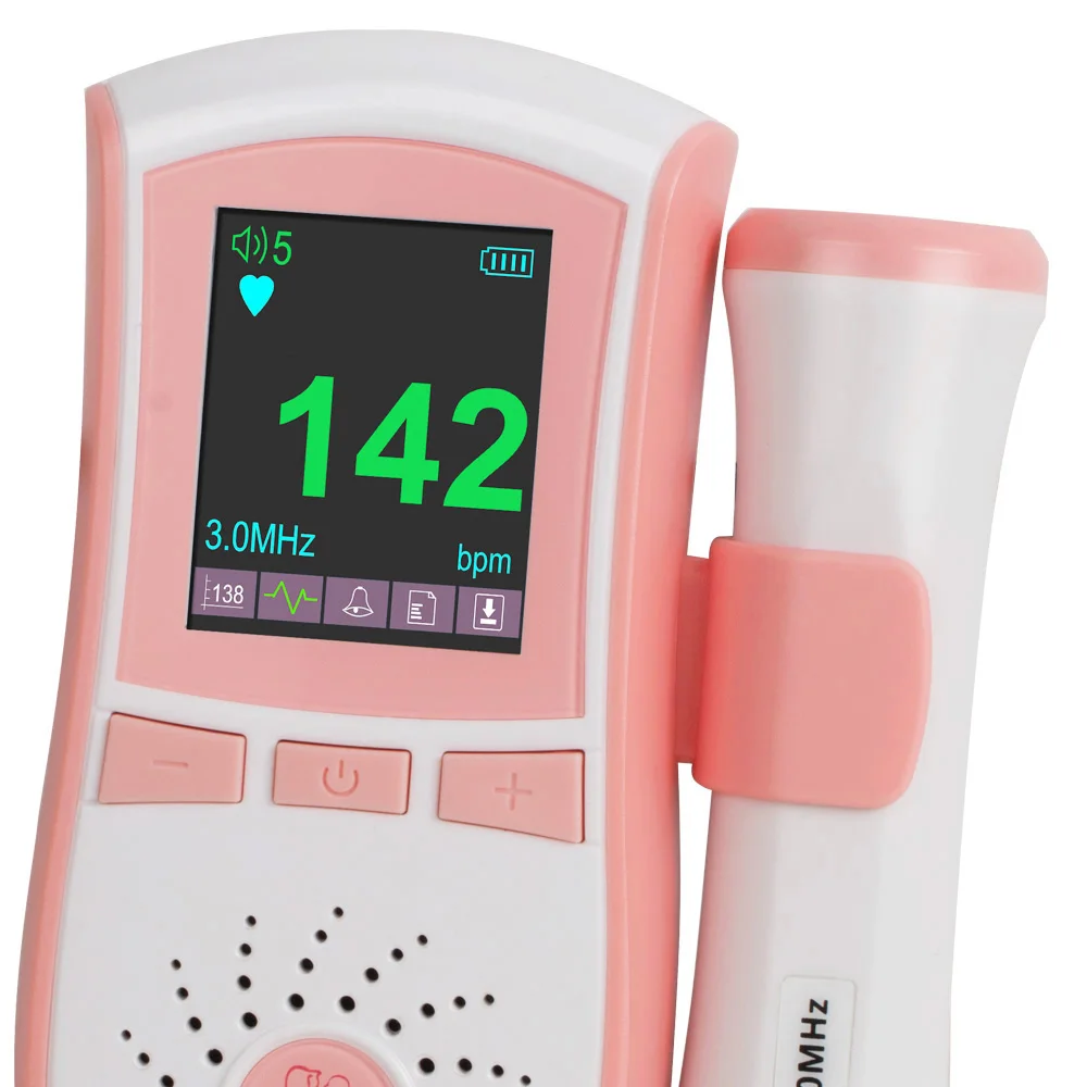 Цвет ЖК-дисплей Дисплей Карманный фетальный Doppler Пренатальная сердце Детские сердца монитор 3 мГц зонд двойной Интерфейс Дисплей розовый