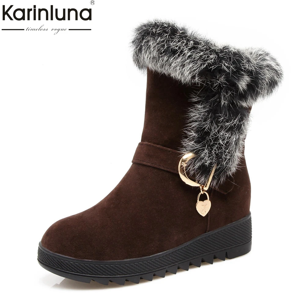 

KarinLuna 2018 Large Size 35-43 Increasing Heels Platform Ankle Boots Woman Shoes Casual Slip On Hot Sale Shoes Woman Boots