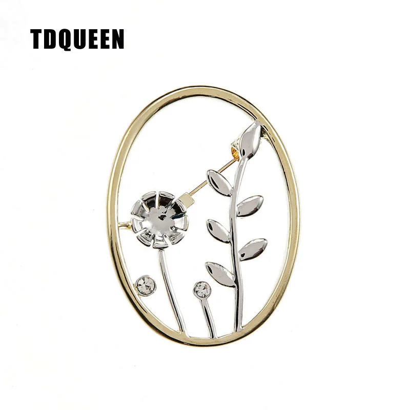 TDQUEEN Metal Flower Brooches for Women Gold Color and Silver Plated Crystal Rhinestone Safety Pin Broche Costume Jewelry Brooch (5)