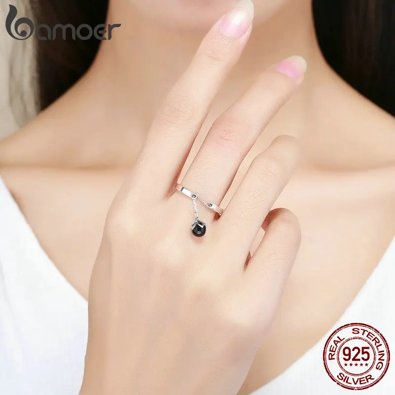 BAMOER, лидер продаж, Аутентичные 925 пробы, серебряные слезы цветов, свисающие, открытые, кольца на палец для женщин, ювелирные изделия из стерлингового серебра SCR314
