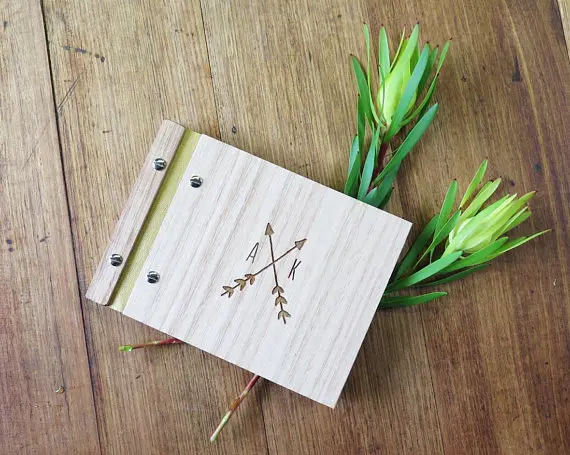 

Arrows Wedding Guest Book, Custom Wood Guestbook, Photo Book, Engagement Gift