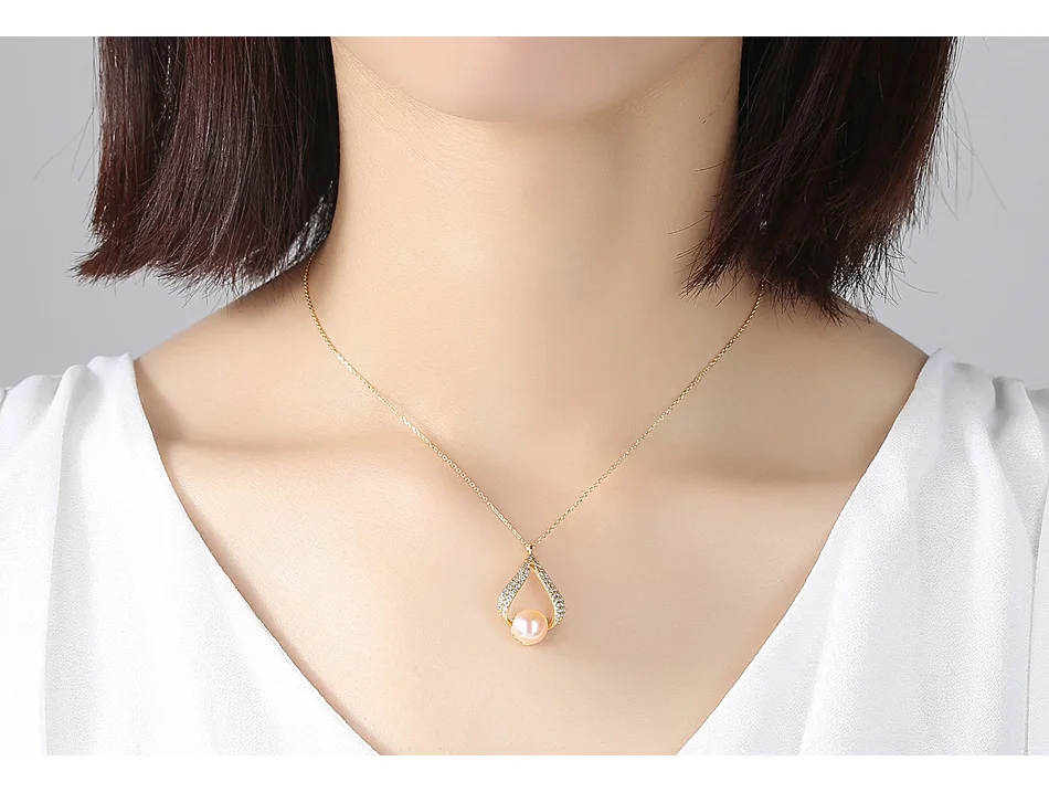 

S925 sterling silver pearl necklace pendant micro-inlaid zircon fashion female necklace YBM04