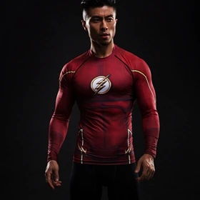Компрессионная рубашка флэш 3D футболки с принтом Мужские реглан с длинным рукавом Супермен флэш Косплей Костюм Одежда для фитнеса топы Мужские - Цвет: Flash