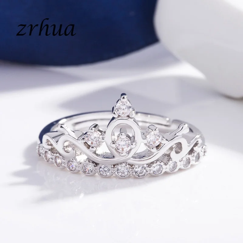 ZRHUA 30% серебряное кольцо роскошная Корона ювелирное изделие на палец Сияющее