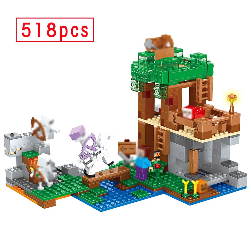 

518pcs My World Skeleton Attack model building kits Blocks Compatible 21146 Figures Bricks Toys for Children
