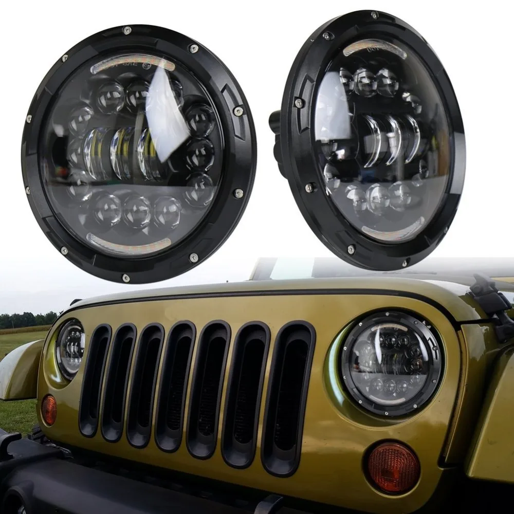 For Hummer H1 H2 Led Headlight 60w 7 Inch LED Headlights High Low Beam White DRL Amber Turn Signal for Jeep Wrangler JK Lamp For Hummer H1 H2 Led Headlight 60w 7 Inch LED Headlights High Low Beam White DRL Amber Turn Signal for Jeep Wrangler JK Lamp