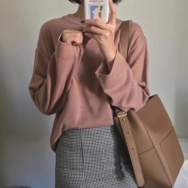 

BENVICHED Ladies' pu Bucket bag 2019 new autumn winter brown fashion black Inclined single shoulder bag small square bag c317
