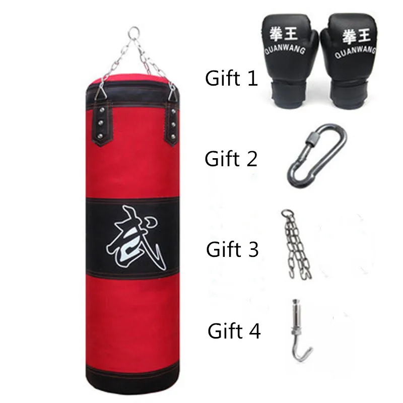 

120cm Training Fitness MMA Boxing Punching Bag Empty Sport Kick Sandbag Muay Thai Boxer Training Set Wraps & Hook &a pair Gloves